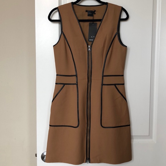 Armani Exchange Dresses & Skirts - Camel & black leather trim Armani Exchange dress
